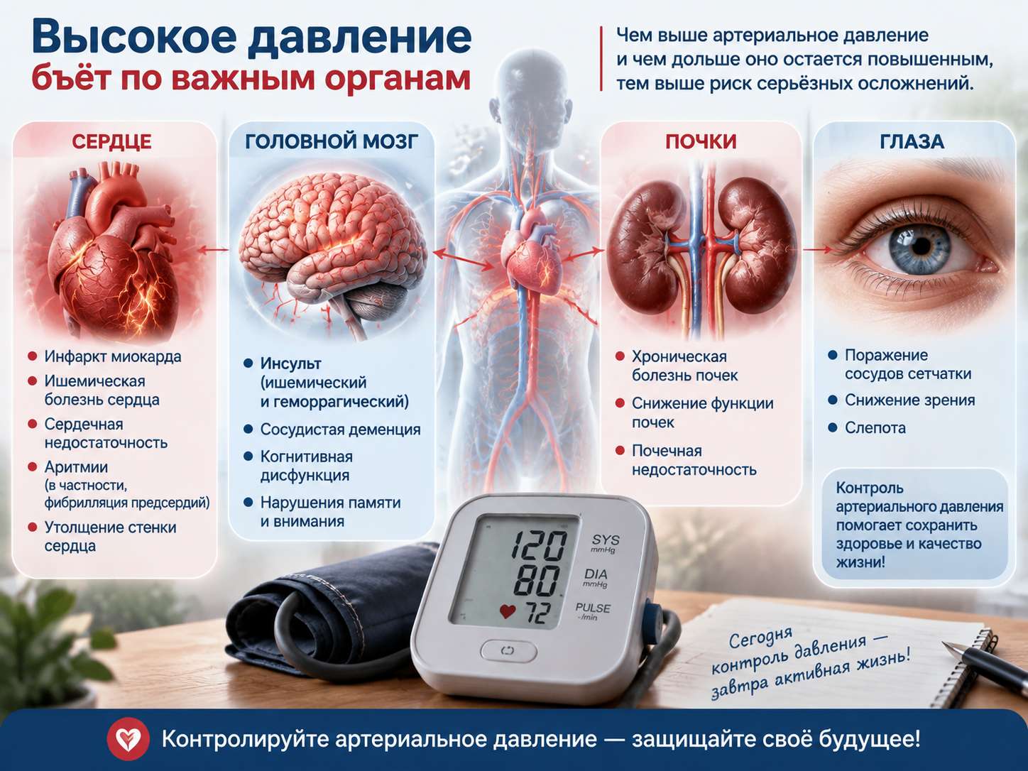 Взаимосвязь АД с риском осложнений